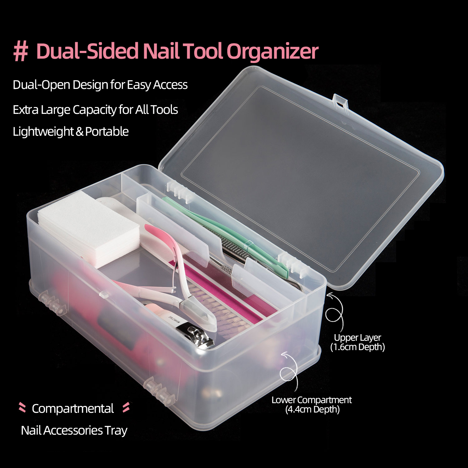 Nail Fan Brush - Caja de almacenamiento de Pp de