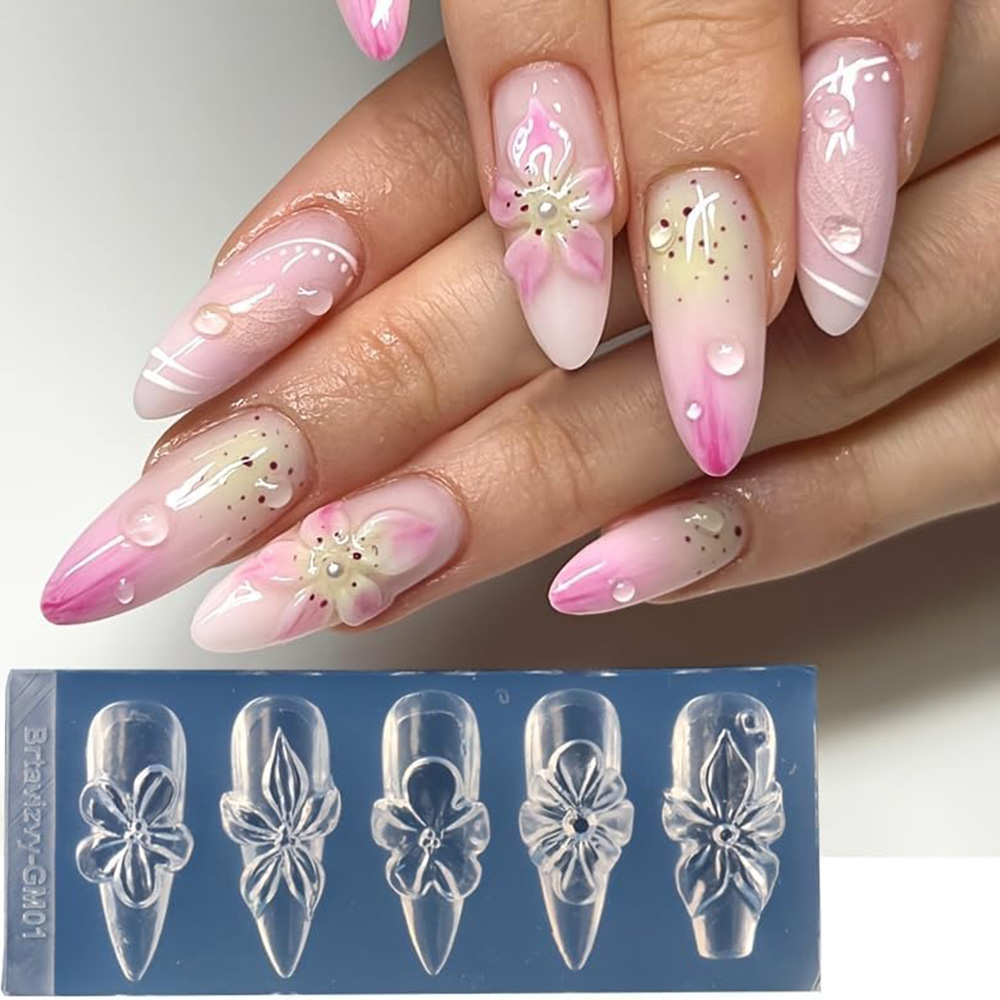 Nail Art Vintage - Moldes de silicona 3D florales para