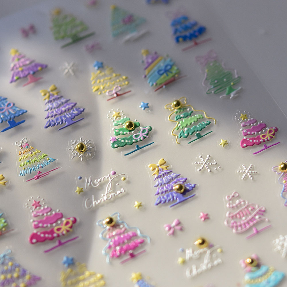 Nail Art Xmas Tree - Calcomanías de pegatinas navideñas para decoración