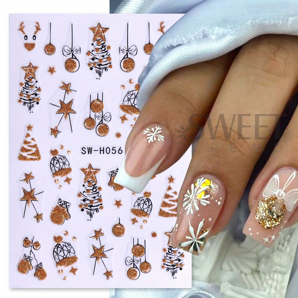 2 uds. Hermosas pegatinas navi - Nail Art Xmas Tree reseña y precio