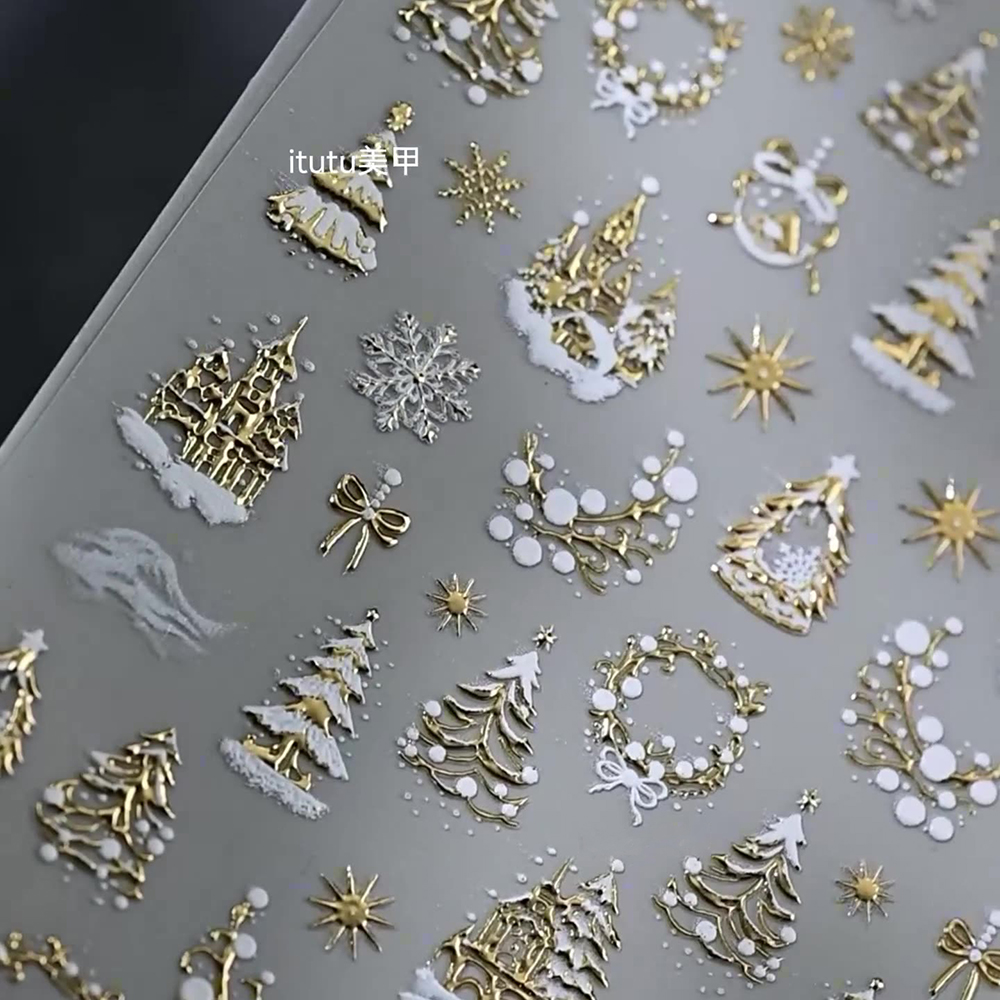 5D en relieve blanco brillante - Nail Art Xmas Tree reseña y precio