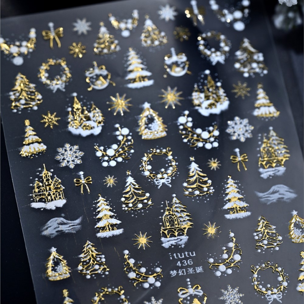 5D en relieve castillo de oro/ - Nail Art Xmas Tree reseña y precio
