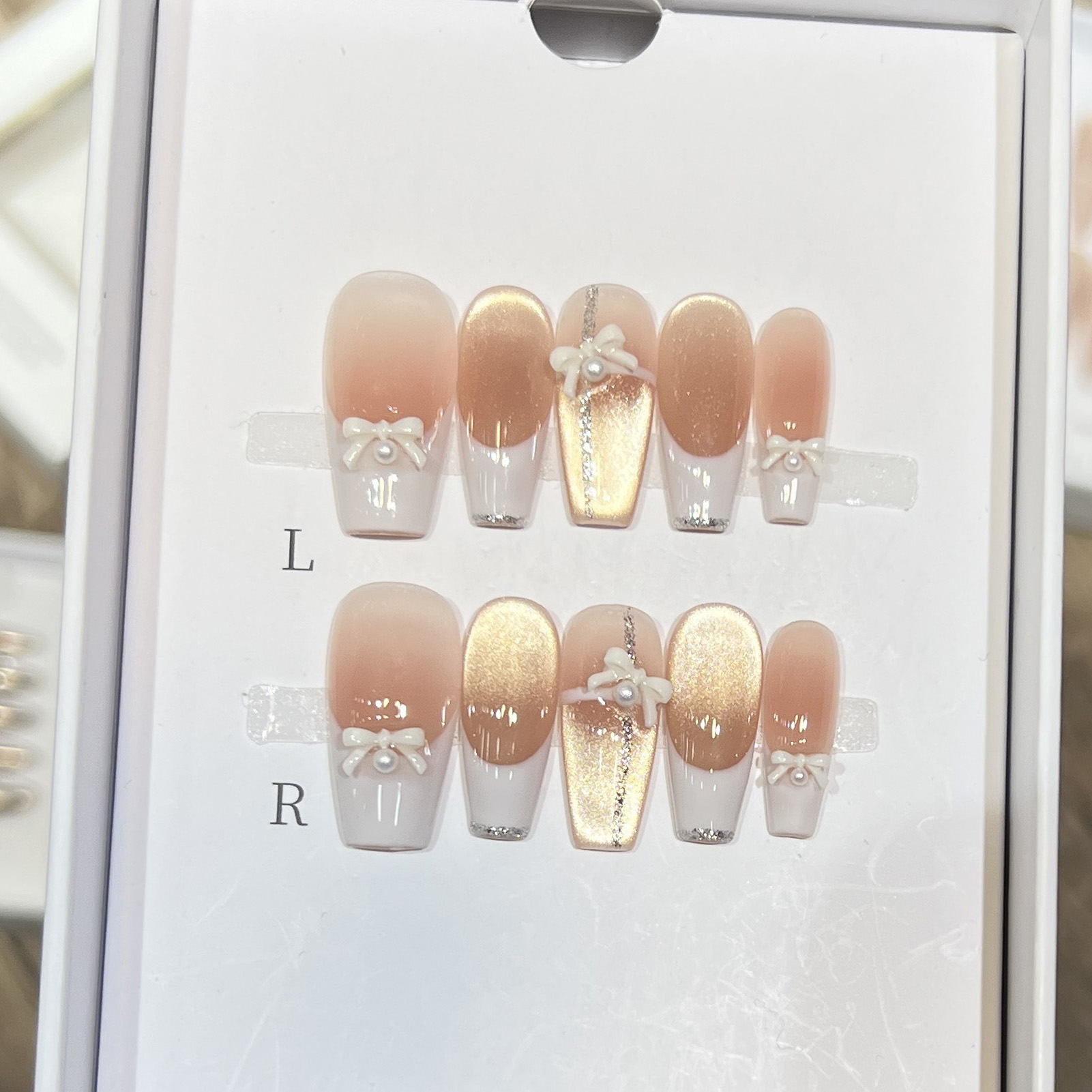 10 Uds. De uñas postizas de re - Nail Art Pink Cat Eye reseña y precio