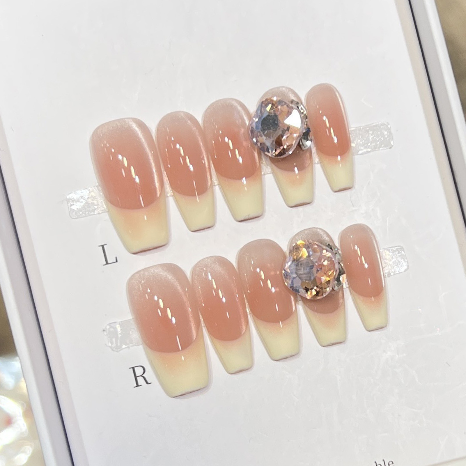10 Uds. De uñas postizas de re - Nail Art Pink Cat Eye reseña y precio